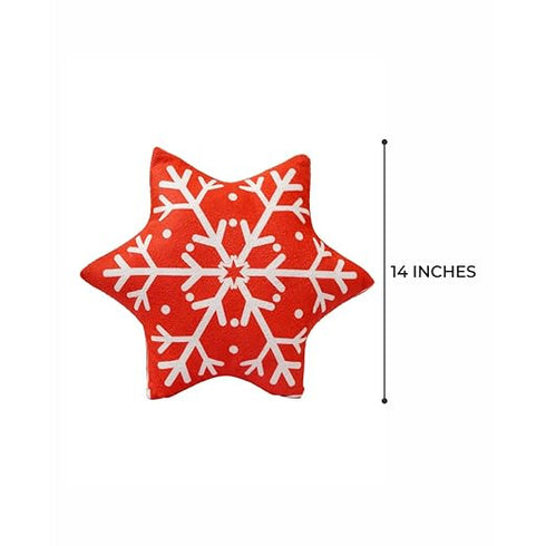 Stuffed Christmas Snowflake Printed Pillow - Uncommongifts.in